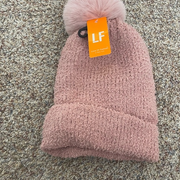 LF Pink Kids Beanie with Pom Pom - Picture 1 of 1